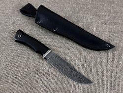 Нож "Носорог", дамасская сталь, рукоять черный граб мореный