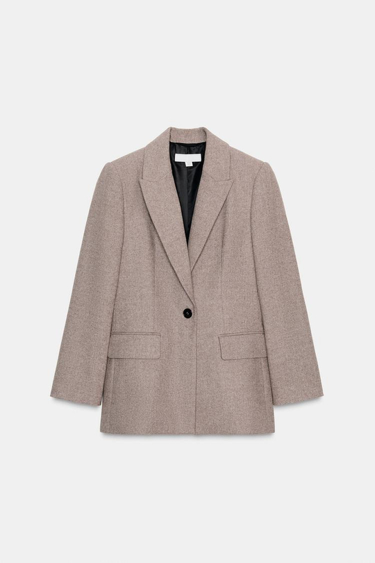 ZARA БЛЕЙЗЕР В ЁЛОЧКУ, РЫЖЕВАТО-КОРИЧНЕВЫЙ