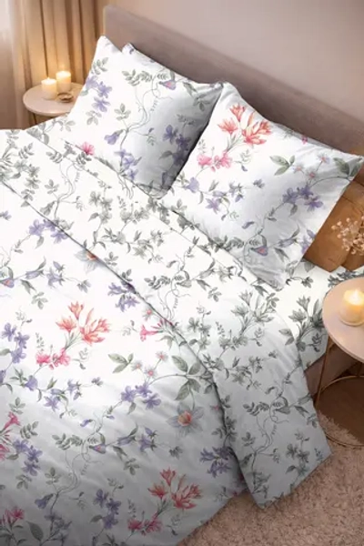 Постельное белье Евро перкаль простынь на резинке 180*200, «Павлина»,»Акварель»