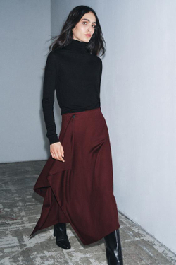 ZARA ЮБКА АСИММЕТРИЧНОГО КРОЯ — ZW COLLECTION, БУРГУНДИ