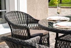 "Дольче" обеденная группа из искусственного ротанга, цвет графит