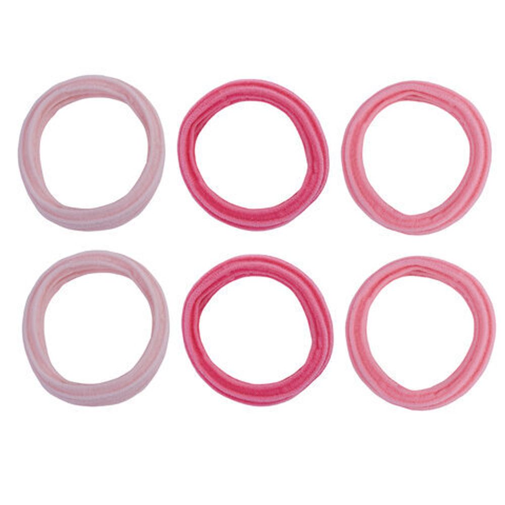 Резинки для волос НАБОР 6 шт., мягкие, большие, оттенки розового, MONTE VITA, 457051