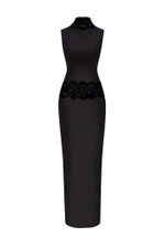 Платье макси из крепа и кружева