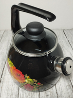 Чайник 3л сфер со свист Жостово черн(4шт)4с209/я