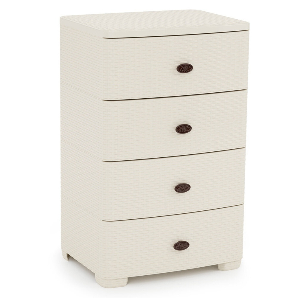 Комод 4-х секционный "Плетенка" широкий (слон. кость)