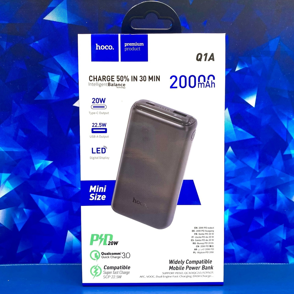 Power Bank 20000mAh, Hoco Q1A, черный