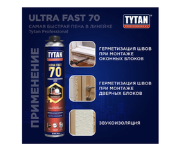 Монтажная пена Титан "Ultra Fast", профессиональная, для внутренних работ, 870мл