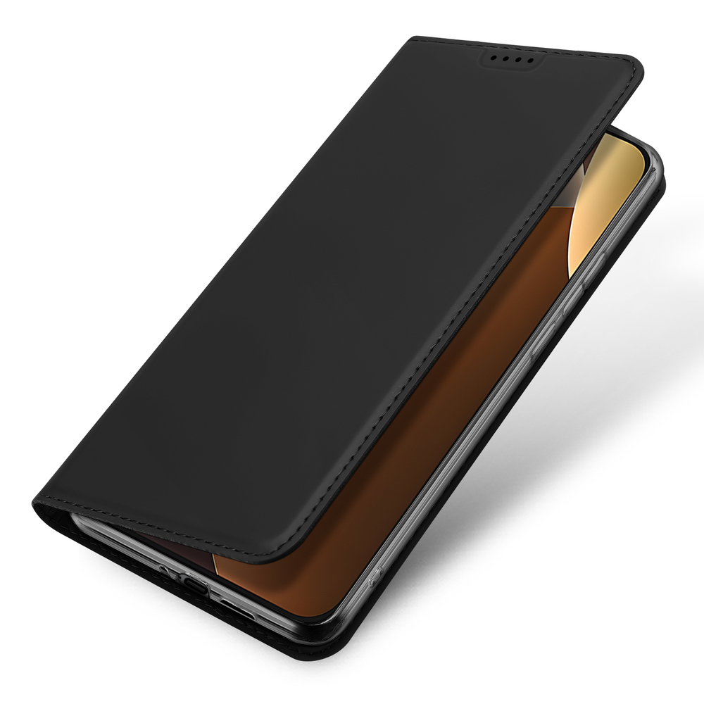 Чехол книжка из PU кожи черного цвета для Xiaomi Redmi Note 15 Pro 5G, серия Skin Pro Series от Dux Ducis
