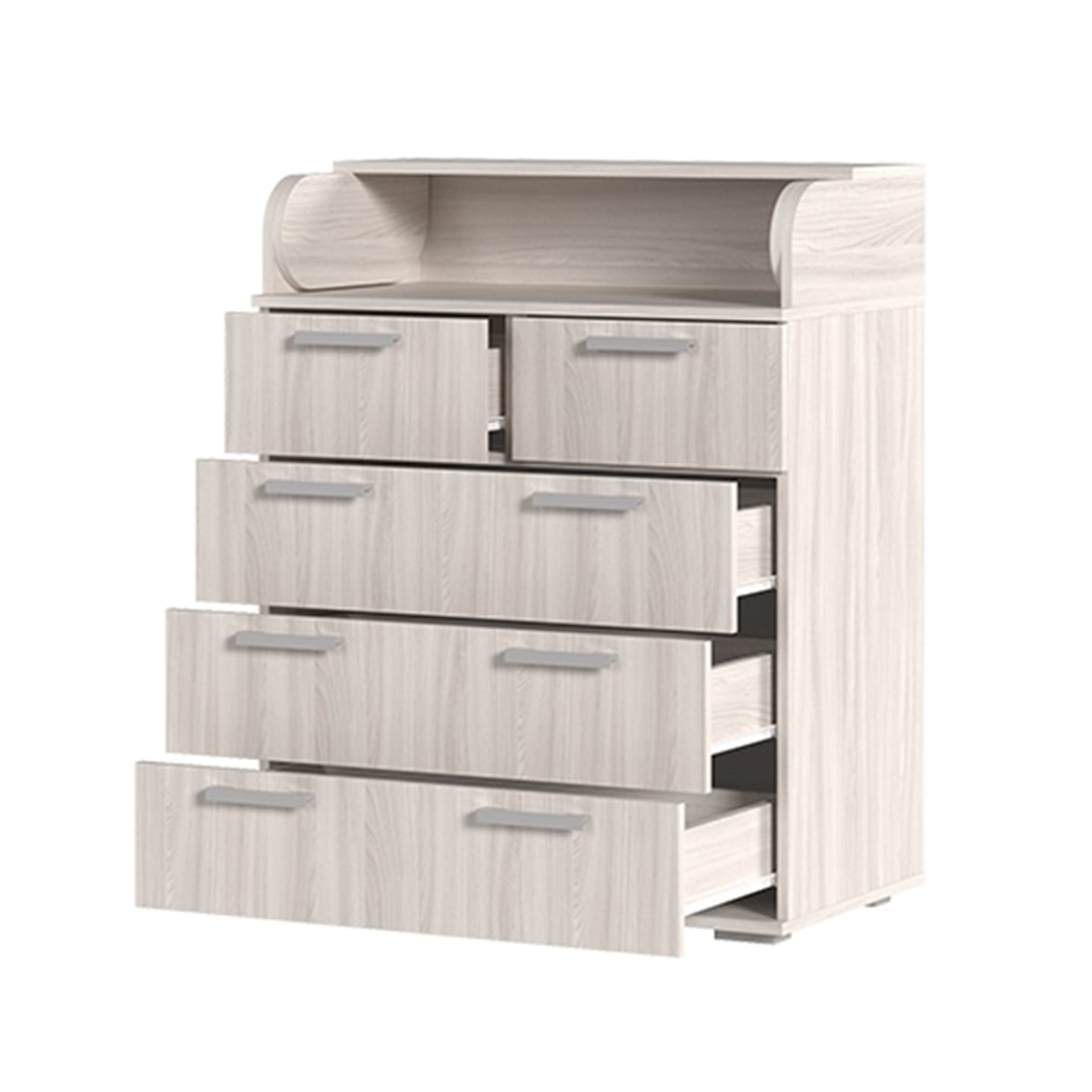 К-1 М Комод 5 ящиков и 1 полка с пеленальным столиком Ясень шимо светлый / Ясень шимо светлый