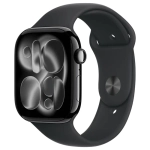 Умные часы Apple Watch Series 11, 46 мм, алюминий цвета «Jet Black», спортивный ремешок "Black", S/M (MEUW4)