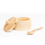 Деревянная сахарница из древесины кедра с деревянной ложкой