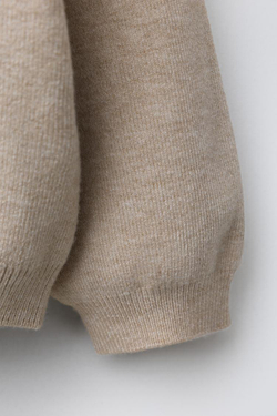 ZARA ВЯЗАНЫЙ ДЖЕМПЕР В ПОЛОСКУ С ВОРОТНИКОМ БОБО, БЕЖЕВЫЙ