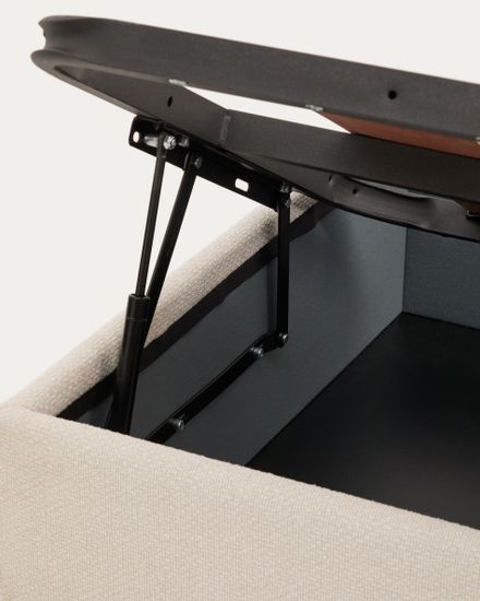 Основание кровати Nelzi с боковым открыванием из шенилла цвета экрю для матраса 90 x 200 см