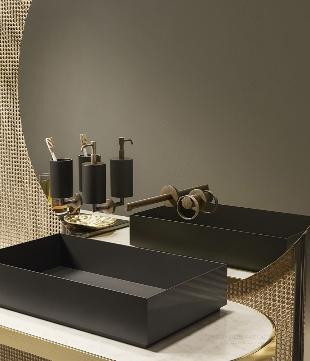 Стакан Gessi Anello настенный, цвет White/Brass Brushed PVD