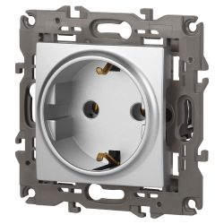 Розетка ЭРА Elegance 14-2101-03 с заземлением 2P+E Schuko 16A-250В IP20 алюминий