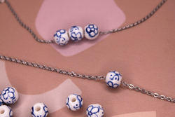 Бусина гжель цветы 8 мм