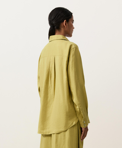 Oysho Рубашка свободного кроя из 100%-го льна, лаймовый