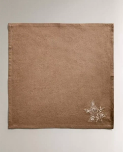 ZARA HOME САЛФЕТКИ С ВЫШИВКОЙ ( 2 ШТ.), КОРИЧНЕВЫЙ