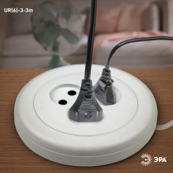 Удлинитель электрический ЭРА UR-3-3m рулетка без заземления 3 розетки 3м ШВВП 2x0,75мм2 6А