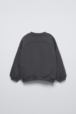 ZARA ОДНОТОННАЯ ТОЛСТОВКА С НАДПИСЬЮ, АНТРАЦИТОВО-СЕРЫЙ