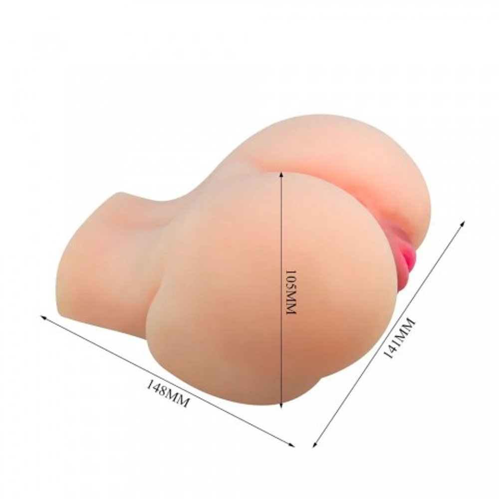 Мастурбатор реалистичный двойной Kylie с вибрацией, анус+вагина, бежевый