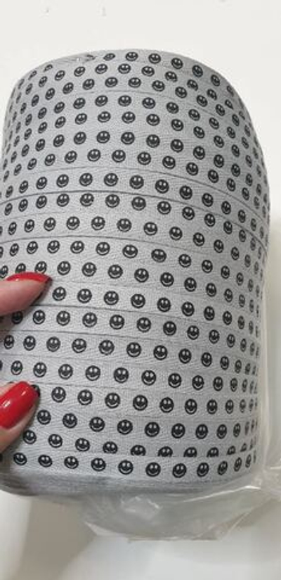 Серая лента киперная (смайлик) 1см