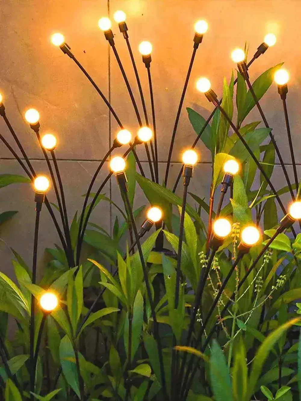 Декоративный садовый уличный светильник 6 ламп на солнечной батарее "Фонарик светлячок"