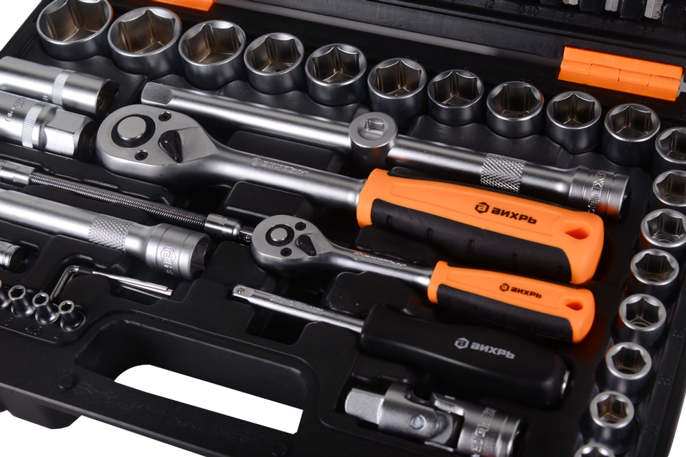Набор инструментов АВТО, 1/2" , 1/4" , CrV, в кейсе 94 предм Вихрь