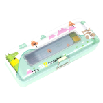 Пенал металлический 2 отделения Alingar, таблица умножения, окошко на крышке 80 х 200 мм, "Зверята", ассорти, надпись "It's my favorite"