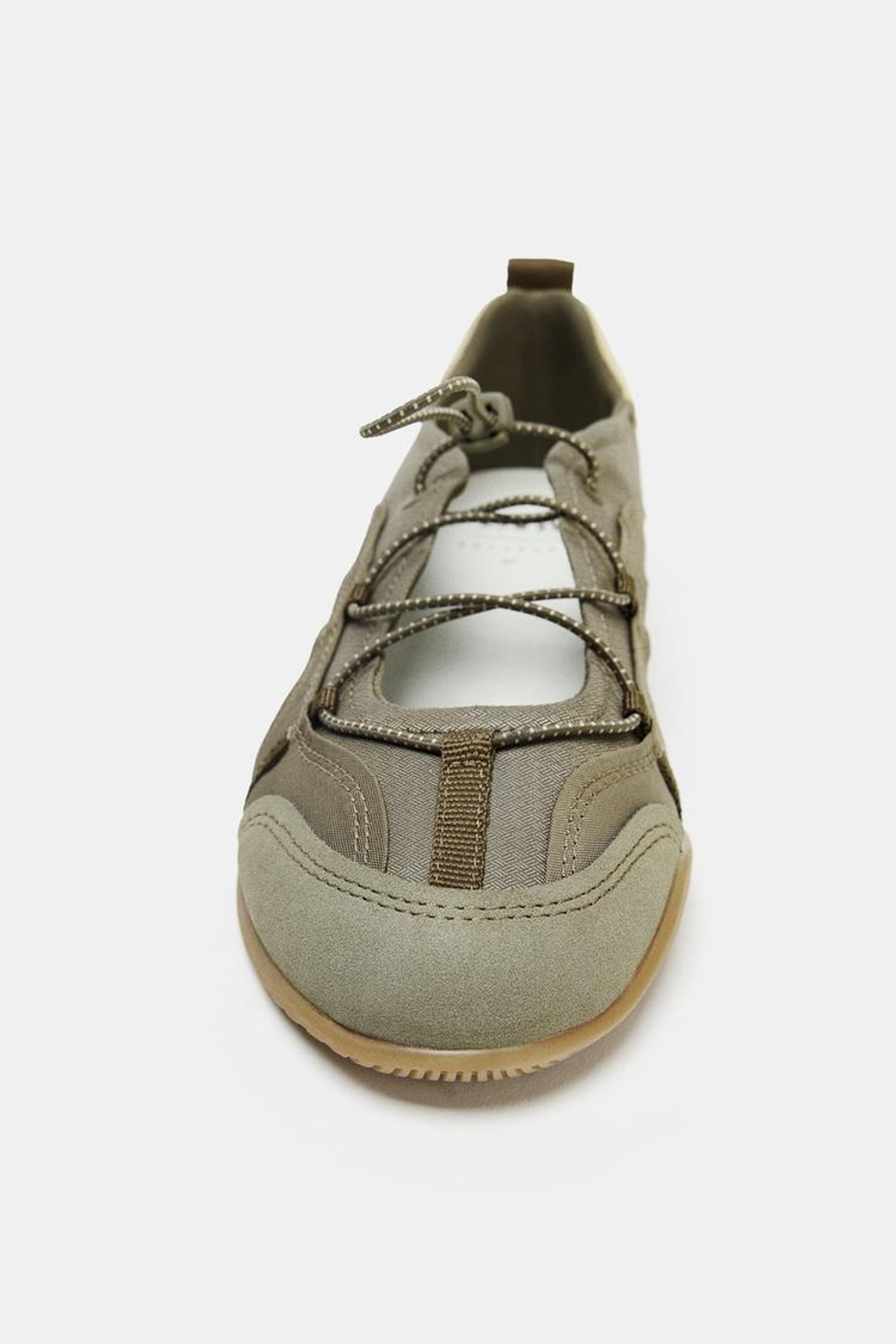 ZARA СПОРТИВНЫЕ БАЛЕТКИ С ЭЛАСТИЧНЫМИ РЕМЕШКАМИ, ЗЕЛЕНЫЙ