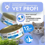Влажный корм консервы для кошек и котят с 6 мес. Best Dinner Vet Profi Renal Exclusive 0,1кг индейка (заболевания почек) . 12 упаковок