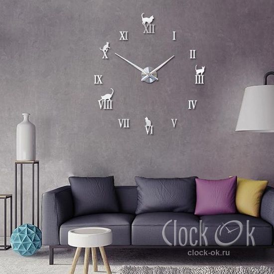 Настенные 3D часы Charm Cat