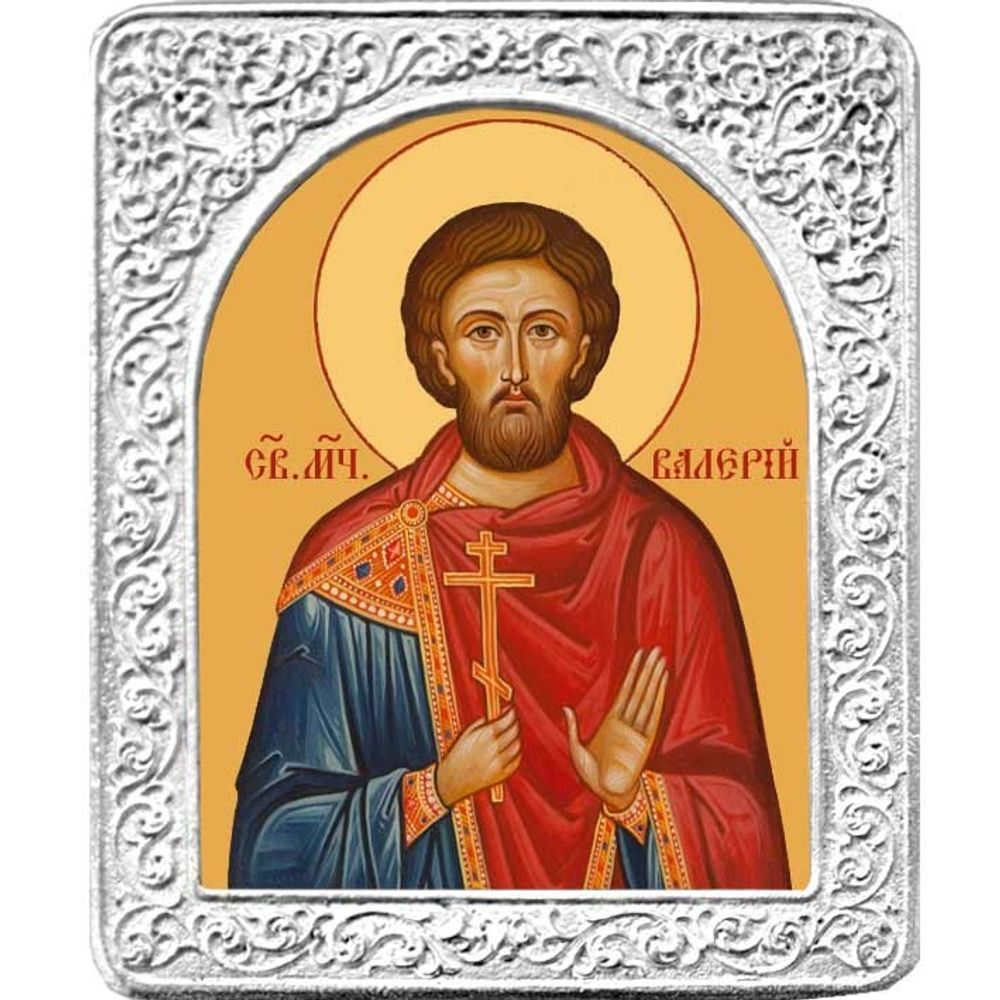Святой Валерий. Маленькая икона в серебряной раме.