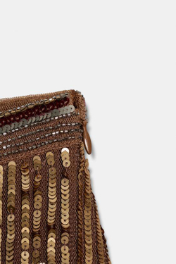 ZARA ЮБКА С ВЫШИВКОЙ — ZW COLLECTION LIMITED EDITION, ЗОЛОТОЙ