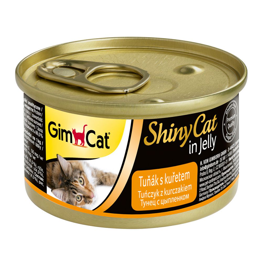 GimCat ShinyCat консервы для кошек из тунца с цыпленком, банка (70 г)