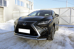 Защита переднего бампера (нержавейка) Lexus RX-350 (2015-2019) d57+d42