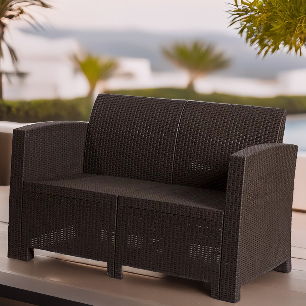 Двухместный диван под искусственный ротанг для отдыха Калифорния «California» без подушек