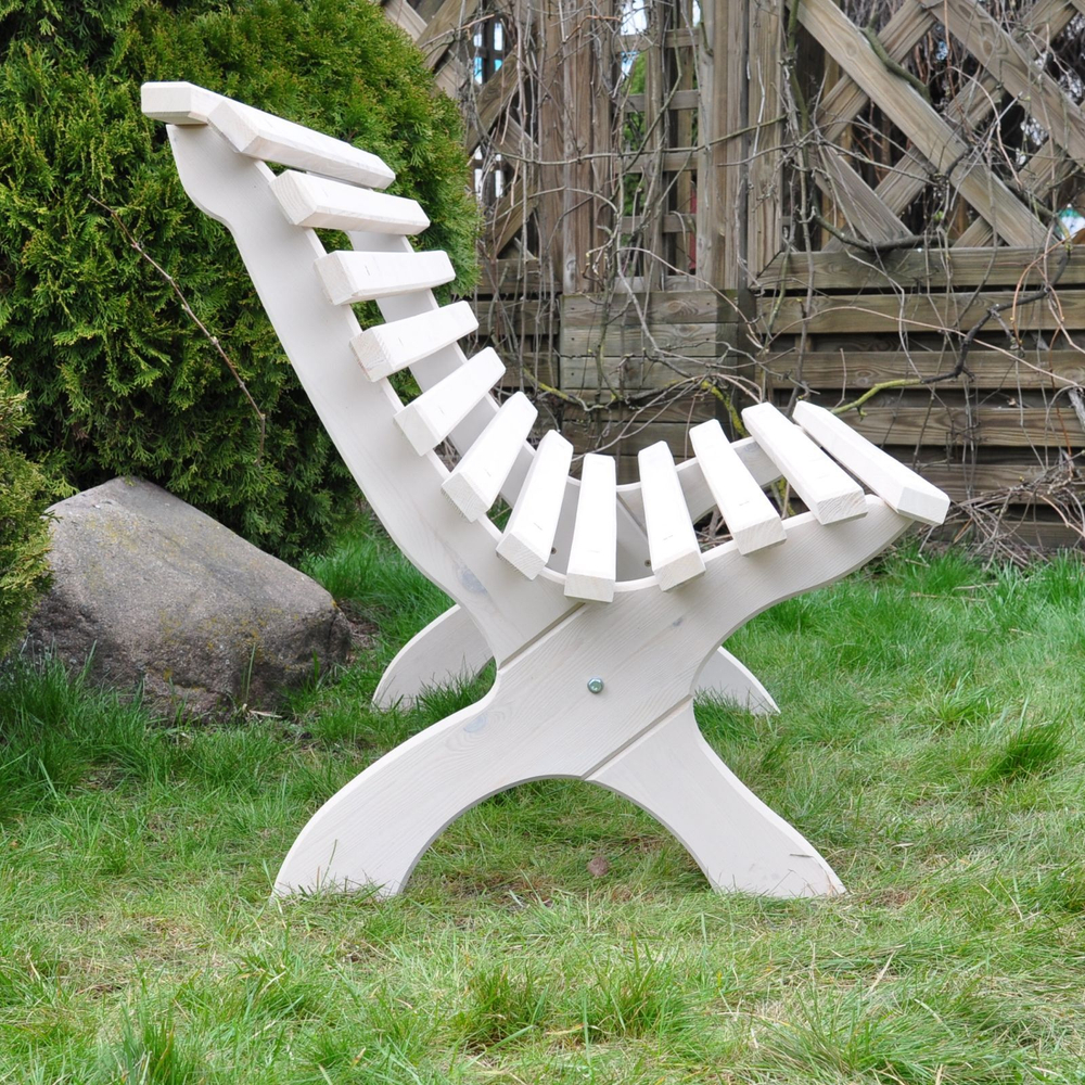 Скамейка садовая Осло со спинкой деревянная для сада из массива сосны, белая