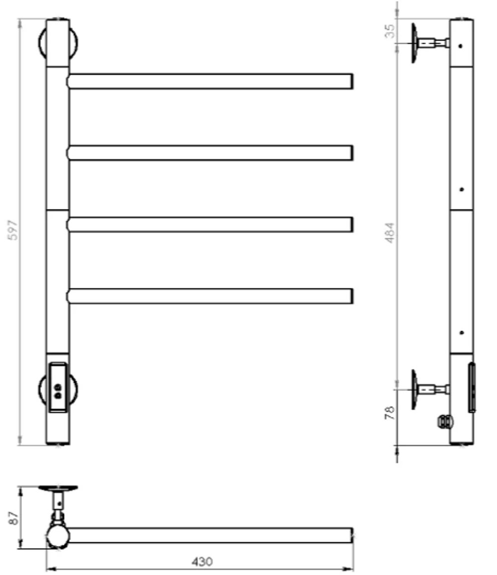 Полотенцесушитель электрический Vincea VTD-1S1CBE 43x60, черный, таймер, , шт