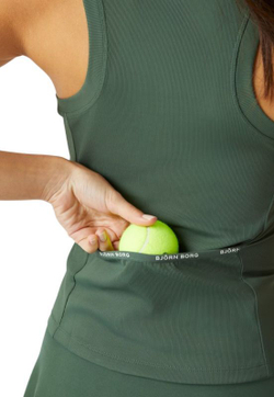 Женский топ теннисный Björn Borg Ace Rib Tank Pocket - зеленый