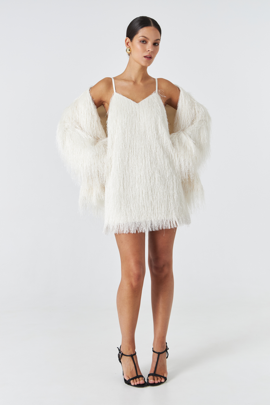 Платье мини из бахромы