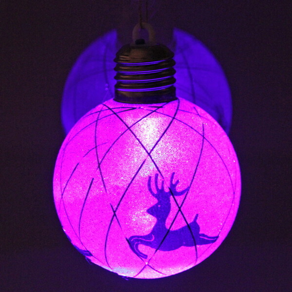 Шар новогодний с подсветкой 8 см «Олень», Мультицвет