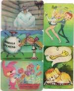 № 122 Набор из 5 переливных (стерео) Календариков . Мультфильмы СССР 1985, 1986, 1987 год.