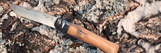 Складной нож Opinel №10, нержавеющая сталь, рукоять из бука, блистер, 001255 c клинком из стали Sandvik™ 12С27