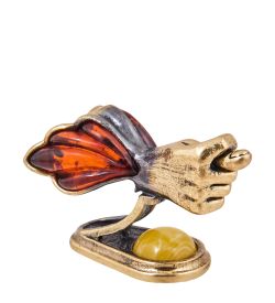 AM-3919 Фигурка «Фига летающая» (латунь, янтарь)