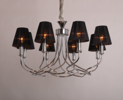 Подвесная люстра Abrasax Anke с абажурами из ткани, 8 ламп, площадь освещения 18 кв м