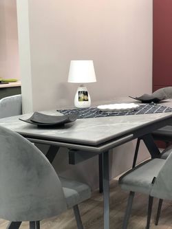 Стол "Рене", (Серый Мрамор/Черный)