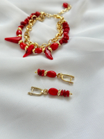 Серьги с кораллами, фурнитура золото