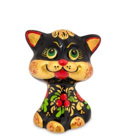ГЛ- 972 Фигурка «Кот-голова» хохлома (Гжельский фарфор)