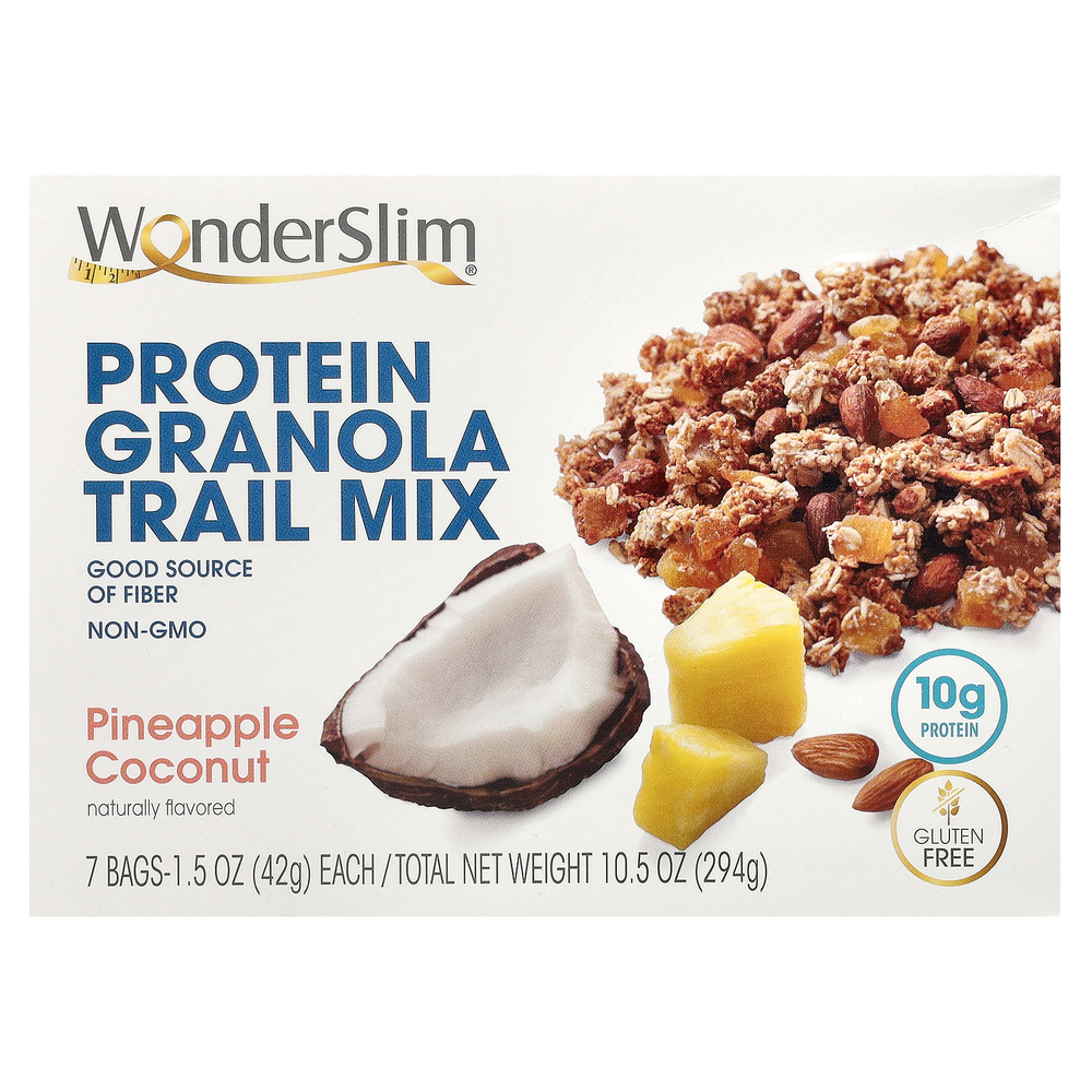 WonderSlim, протеиновая смесь для гранолы, ананас и кокос, 7 пакетиков по 42 г (1,5 унции)